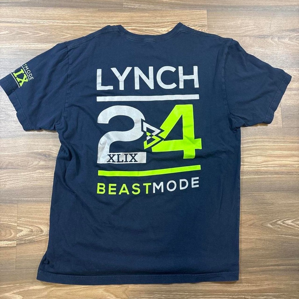Beastmode Lynch 24 XLIX T-Shirt with white and neon green